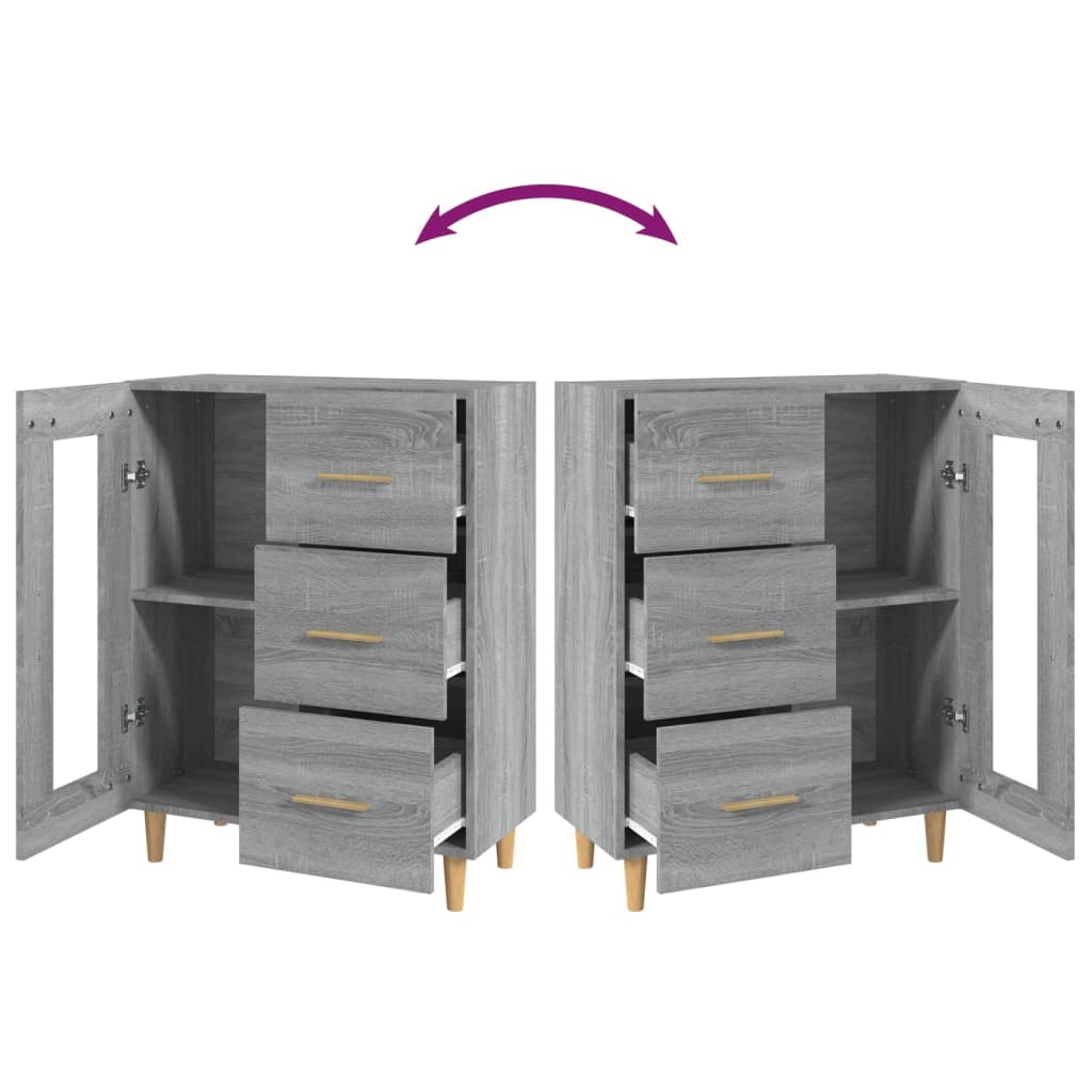 Maison Exclusive - Credenza Grigio Sonoma 69,5x34x90 cm in Legno Multistrato - 9