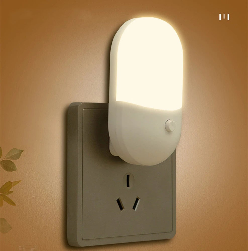 Mini lampka nocna LED włączana do gniazdka, ochrona oczu, lampka nocna do sypialni, pokoju dziecka, salonu