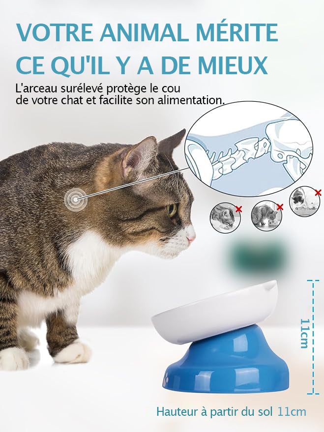Y YHY Ciotola per cani e gatti per alimentazione lenta, ciotola inclinata rialzata, blu e bianca - 5