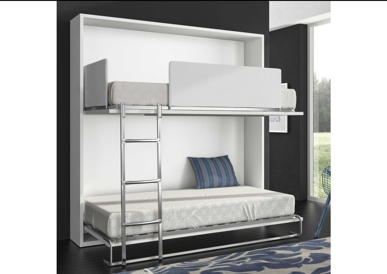 Lit escamotable superposé 2 couchages SPAKY-Blanc-90x190 - 3