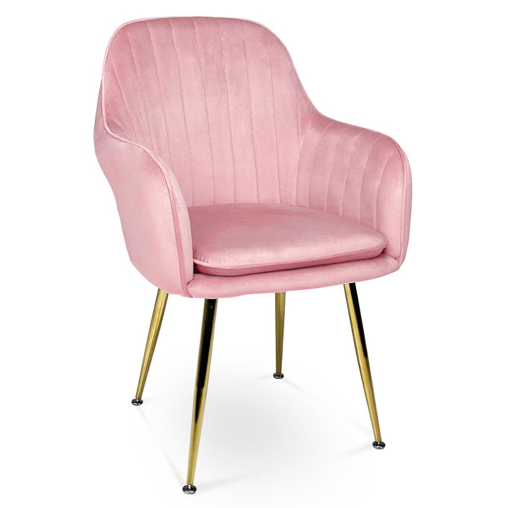 Sedia da pranzo in velluto rosa poltroncina vintage Celine