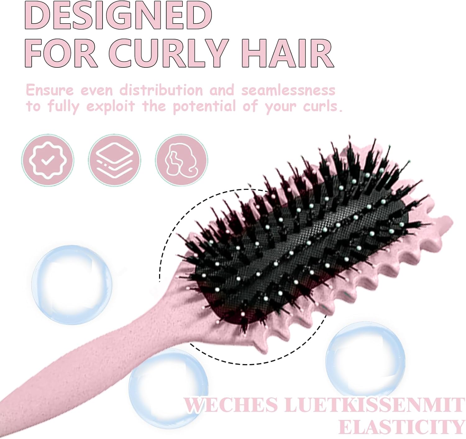 Lot De 2 Brosses à Boucler Curly Hair Brush - Brosse Pour Cheveux Bouclés (Vert/Rouge)