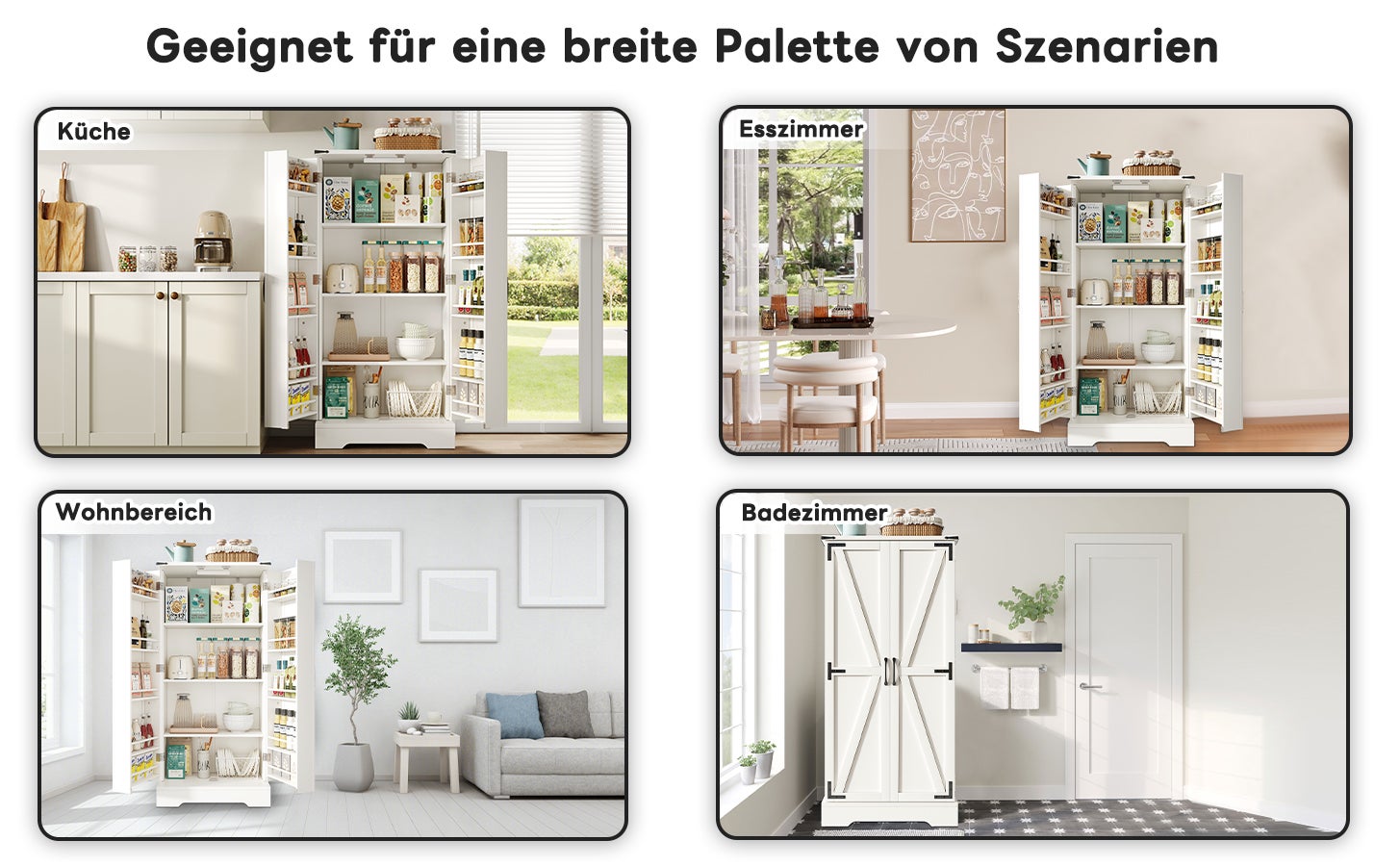 Meuble de cuisine blanc de style campagnard, 128,5 cm, avec éclairage LED. 2 portes à charnières et étagères réglables. - 9
