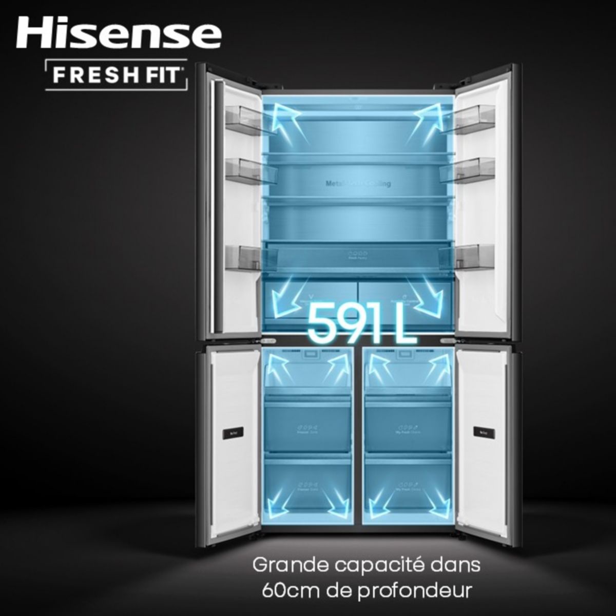 Réfrigérateur multi portes HISENSE RQ768N4GBE freshfit enchâssable - 9