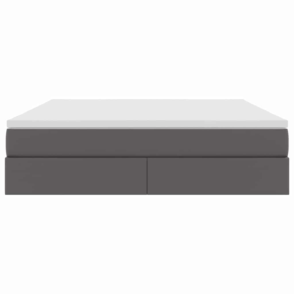 Lit avec rangement et matelas, en similicuir gris, pour la chambre, 180 × 200 cm - 7