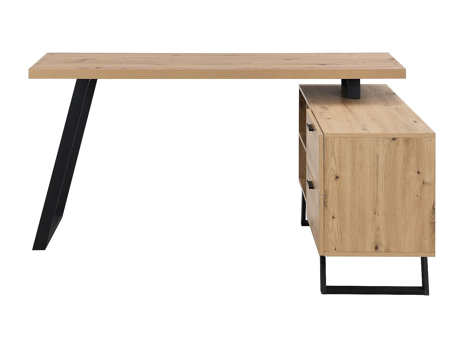 Bureau d'angle avec rangements - MDF - Coloris : Naturel et noir - NAYARO - 3