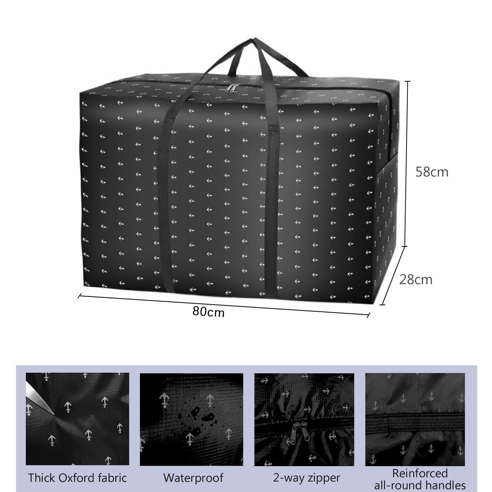 LOLLANDA Sacs de déménagement Extra larges de 140l, sacs de rangement en tissu Oxford avec fermeture éclair, sacs de Transport pliables 2 pièces - 2