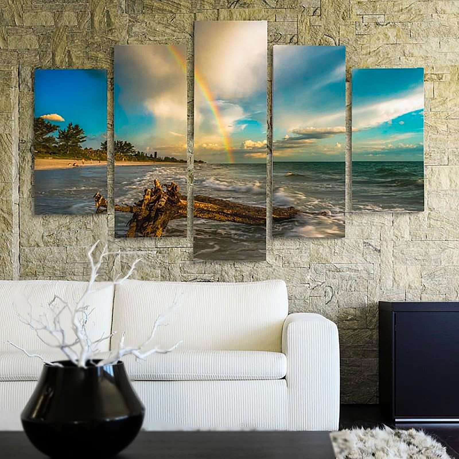 Tableau arc en ciel au dessus de la plage - 150 x 100 cm - 4
