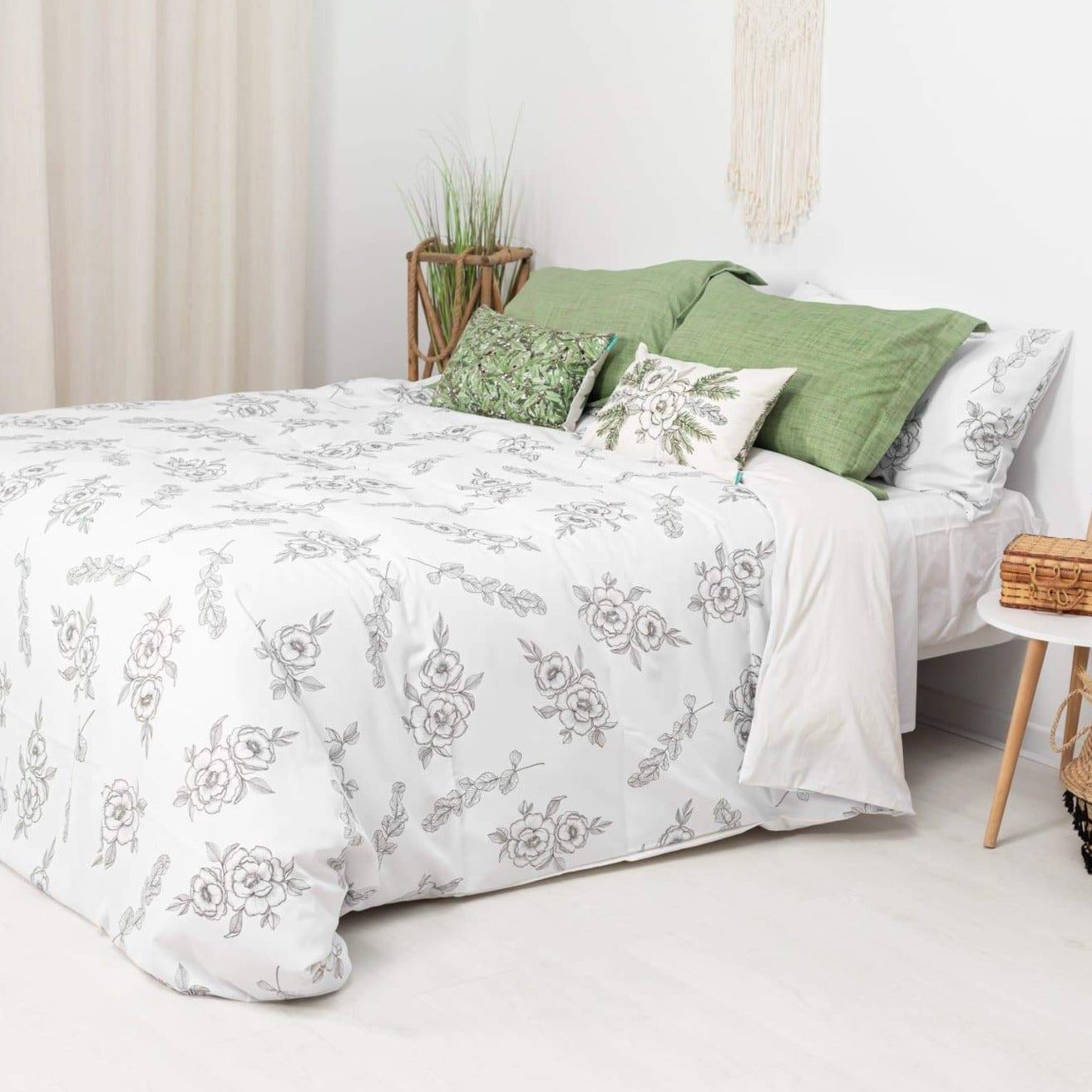 Capa de edredão Flor Contorno Cama200 (290X270) Branco - 8