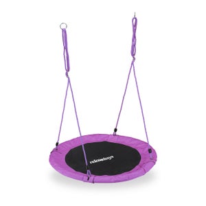 Altalena A Rete Relaxdays Per Giardino – Con Schienale E Corde Regolabili, Portata 150 Kg, Diametro 75 Cm, Nera