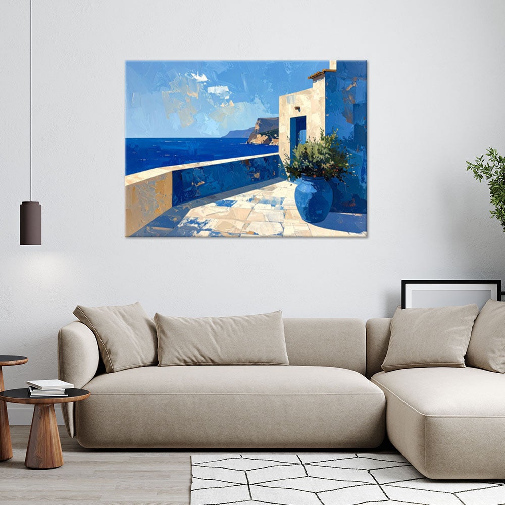 Obraz do salonu sypialni biura, Abstrakcja Budynki Morze niebieski 60x40 - 2