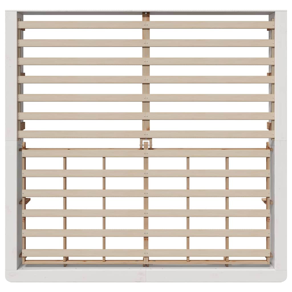 Cadre de lit blanc en bois de pin massif pour la chambre, 180 × 200 cm - 8