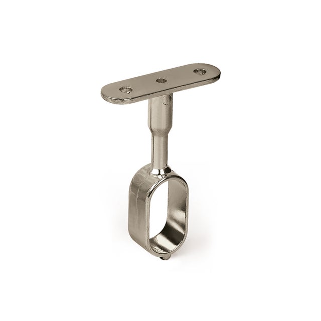 Support de tube ovale | Style décoratif | Fabriqué en Zamac | Finition zinguée au nickel | Mesures 15*49*72mm | Système de fixation vissé |