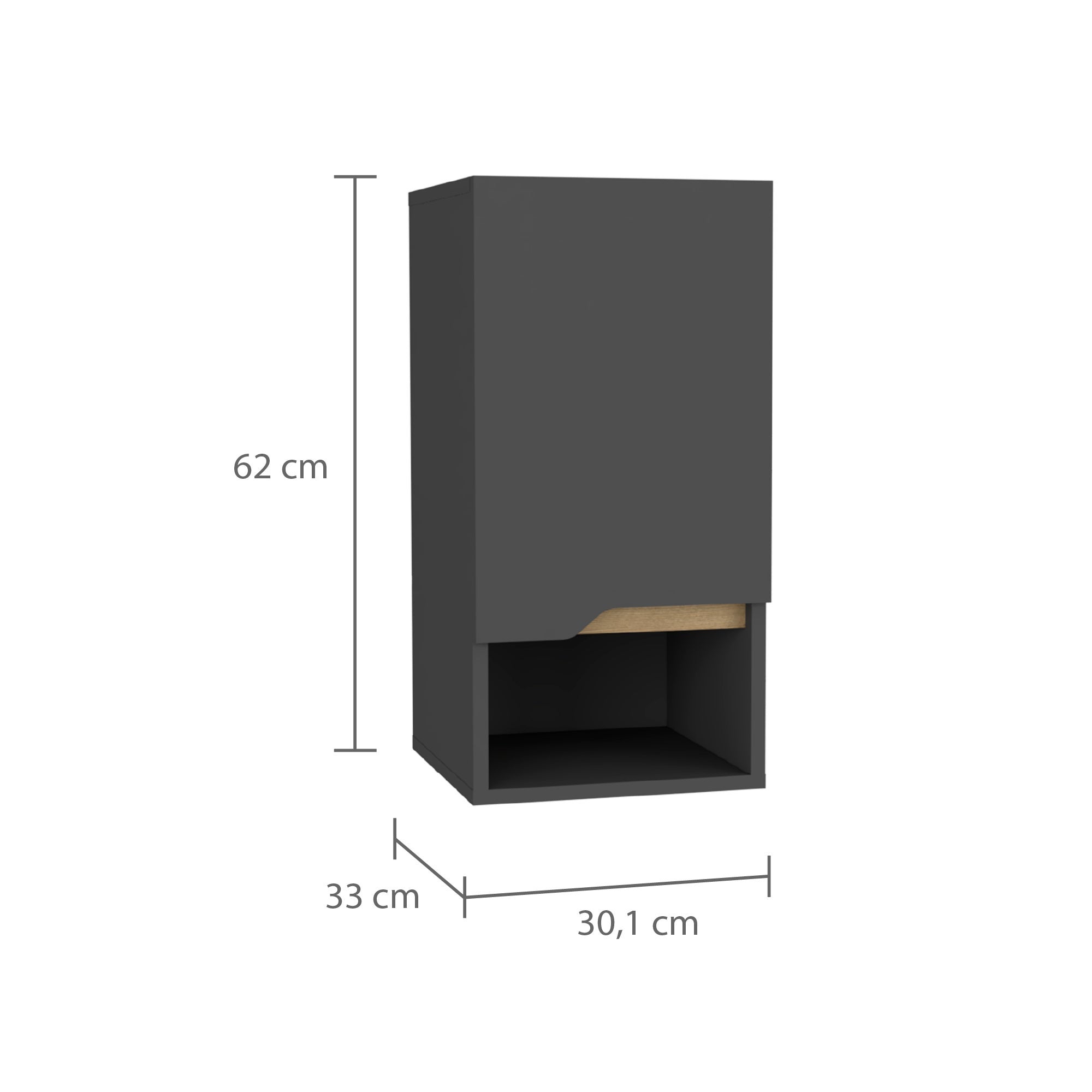 Armoire murale de salle de bain Laurent de 30 cm avec 1 porte, gris ...