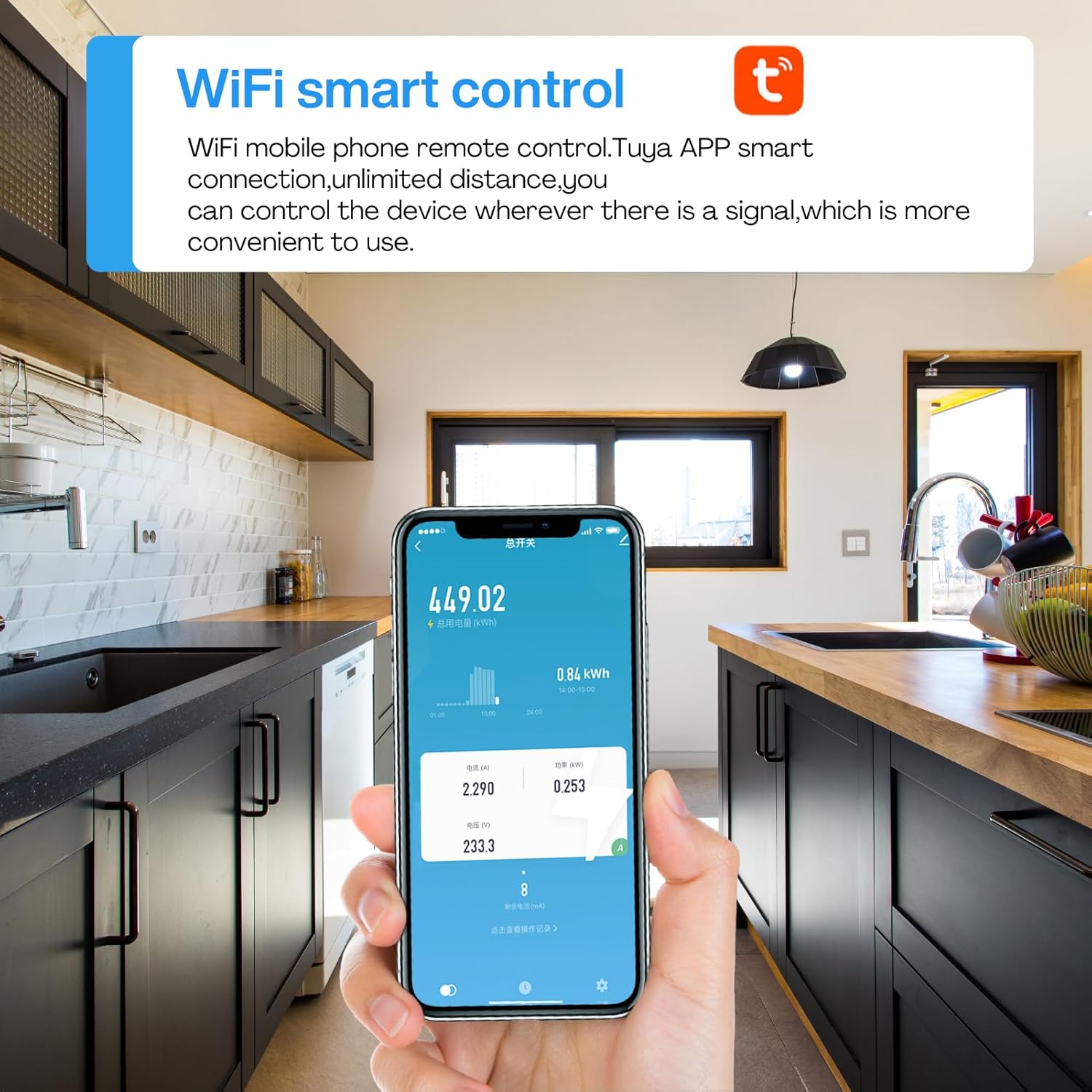 Protection Contre Les Surtensions, 230V Stabilisateur de Tension 63A Compteur Electrique Intelligent Disjoncteur WiFi Tuya sur Rail DIN écran Couleur - 3