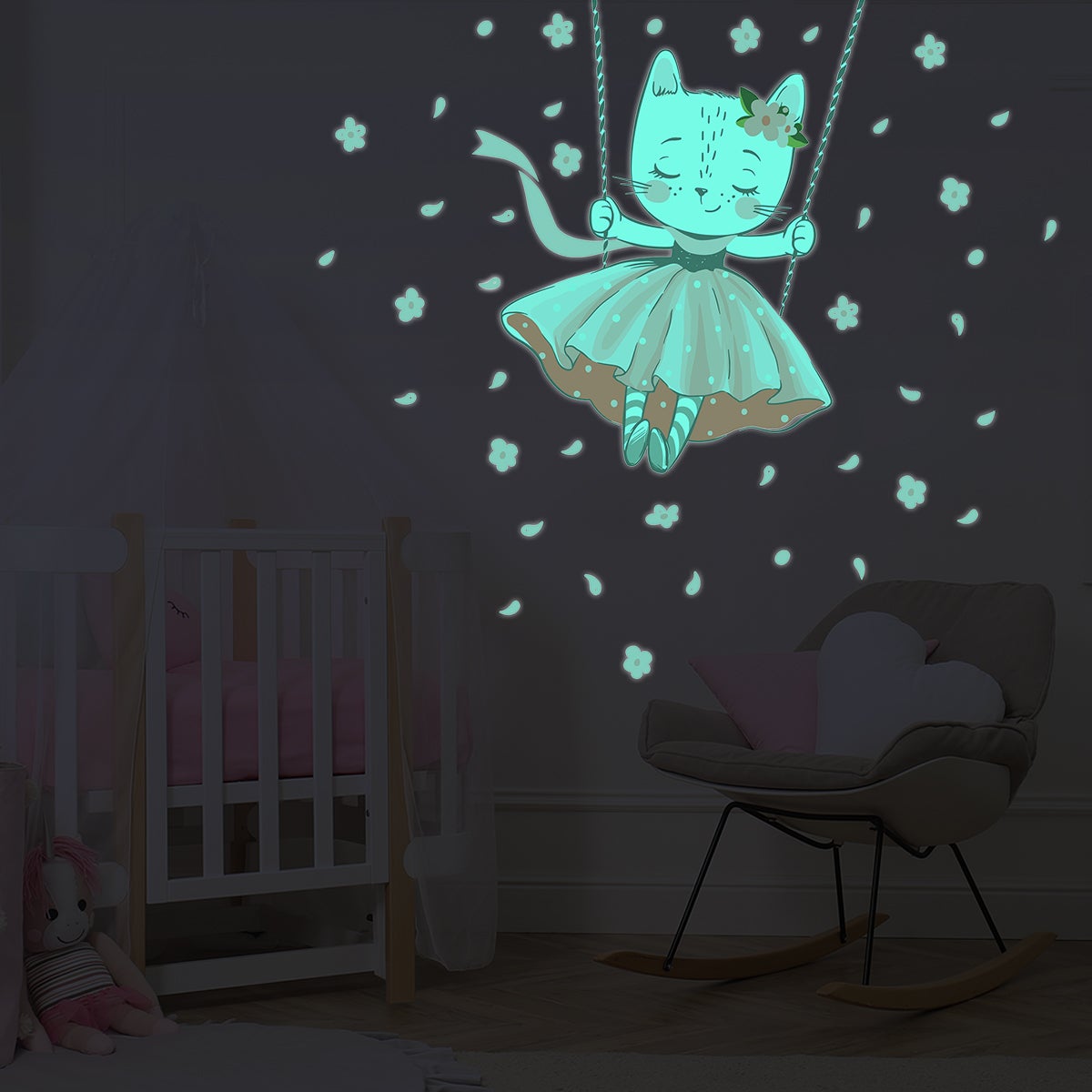 Adesivo fosforescente gatto che balla - Sticker adesivo - adesivi murali - 85x70cm - 5