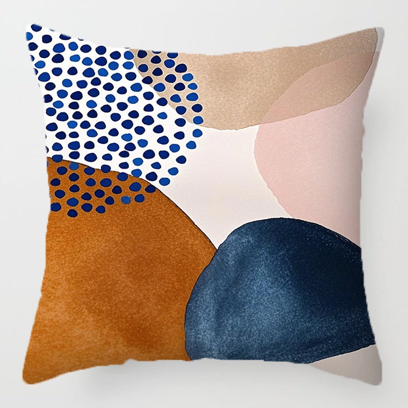 Lot de 4, 45x45cm Housse Coussin Abstrait, Taie Oreiller Boho Terracotta Géométrique Bleu Or Housse de Coussin Velours Taie d'oreiller - 4