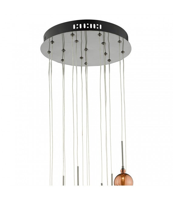 Suspension Aurelia chrome noir poli et multicouleur 15 ampoules - 2