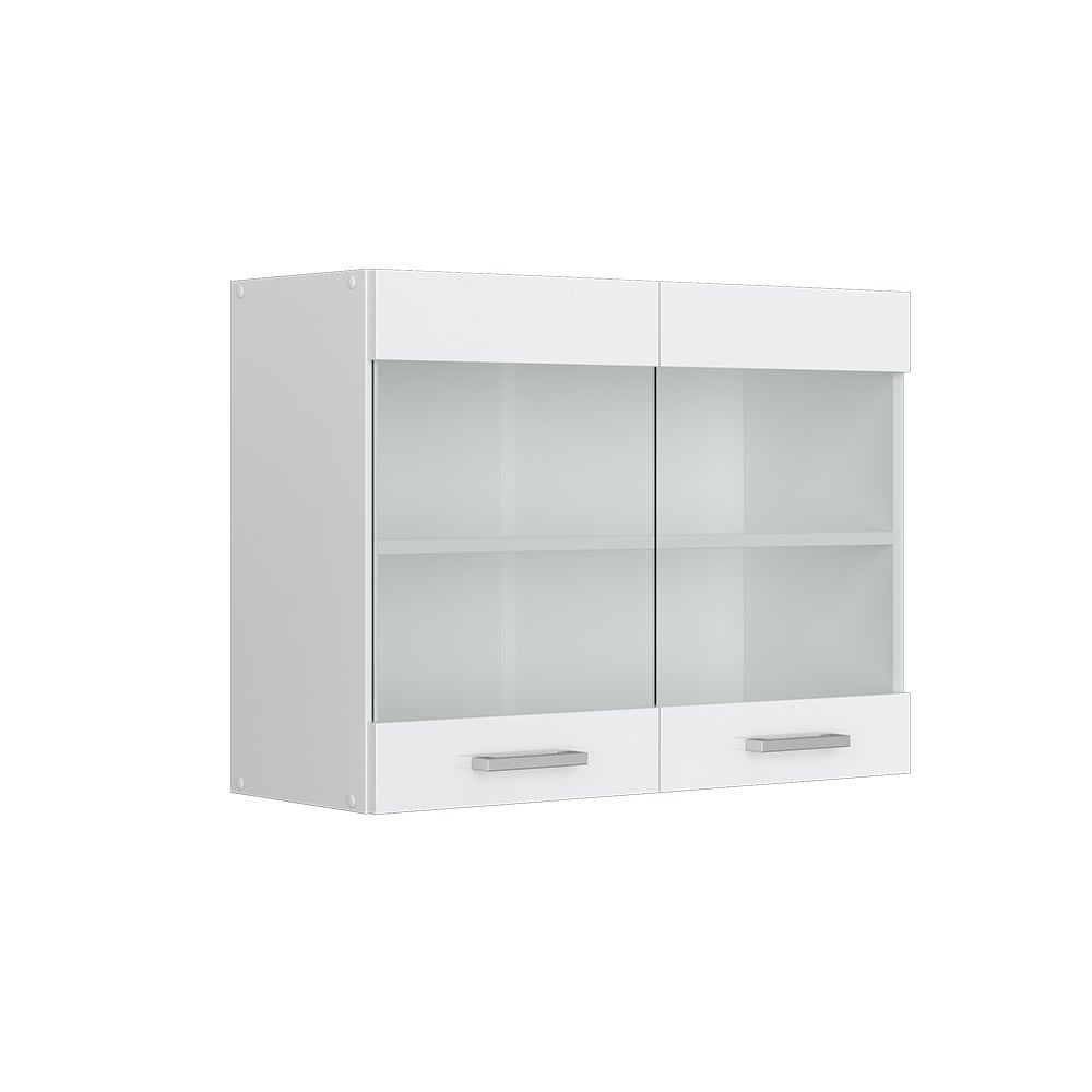Vicco Szklana szafka kuchenna R-Line, Biały wysoki połysk, 80 cm