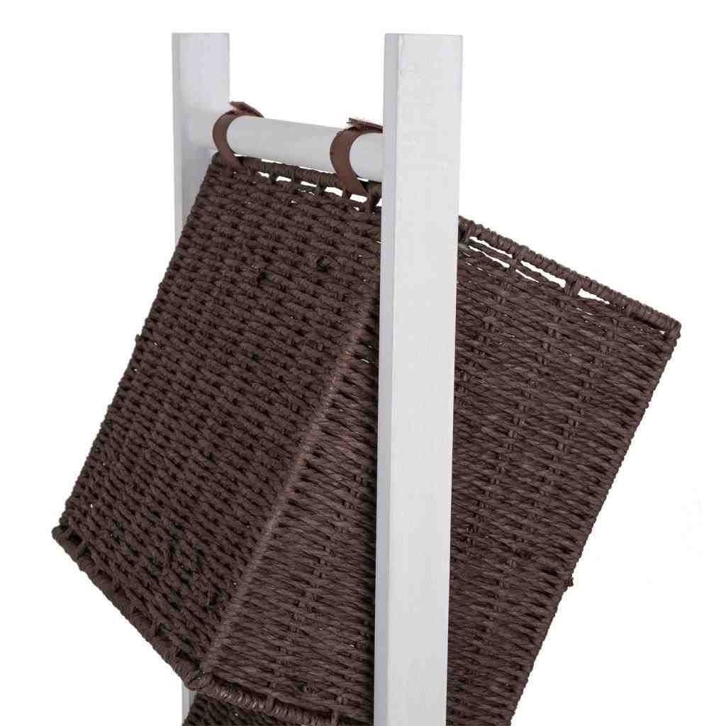 Porte-revues avec support en bois et trois paniers 37x27x115h - 5