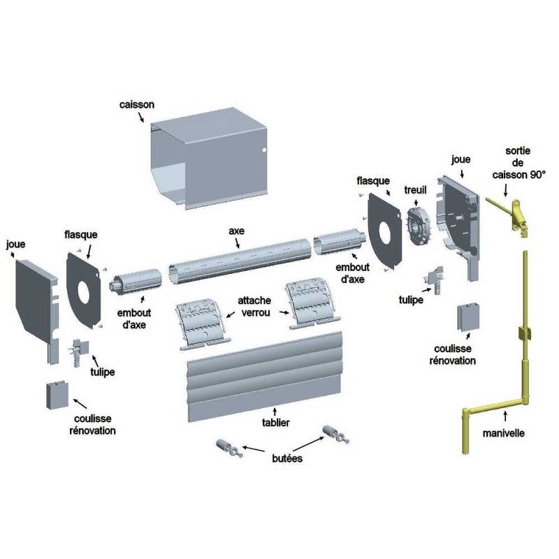 Manivelle de volet roulant 1800 mm Ø 12 mm avec sortie 6P7 à 90° - 3