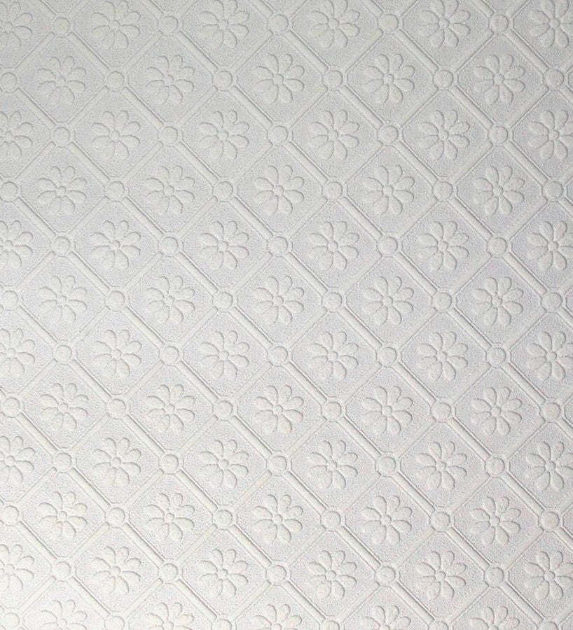 Papel de parede repintável vinílico lavável flores pequenas com textura alto relevo - Angular Texture 123188 da GAULAN - Rolo de 10 m x 0,53 m - 2