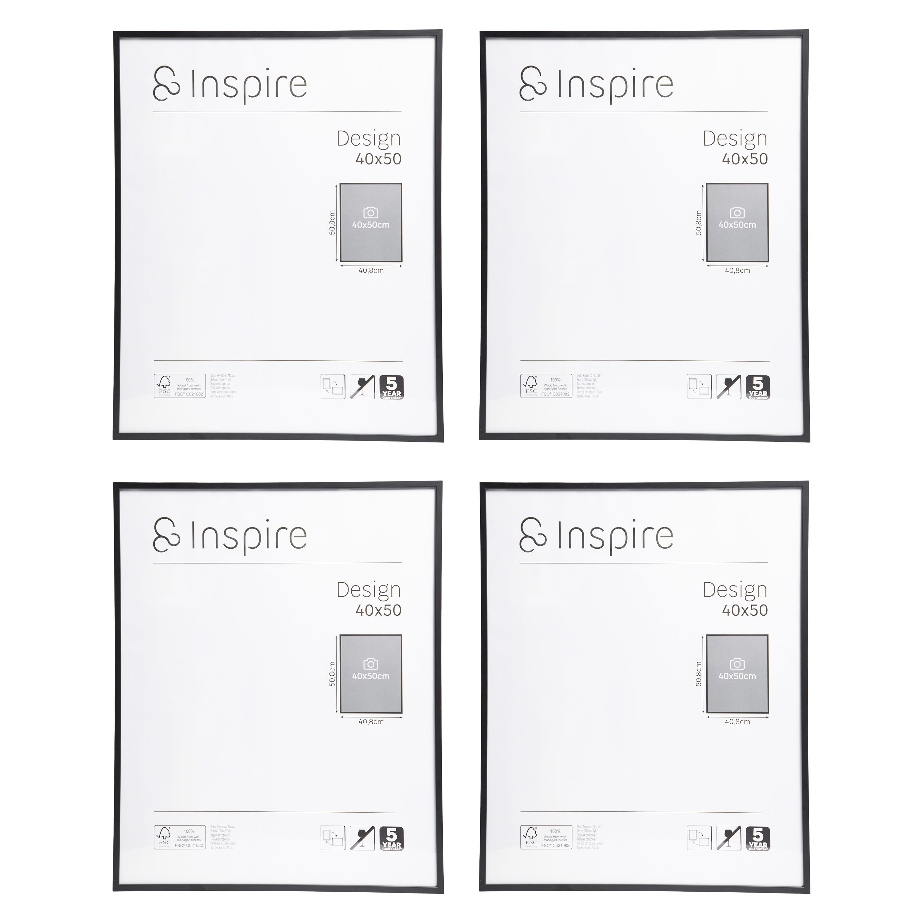 Lot De 4 Cadres Photo Magnétiques A4 Autocollants - Pour Afficher Photos, Posters Sur Frigo Ou Mur