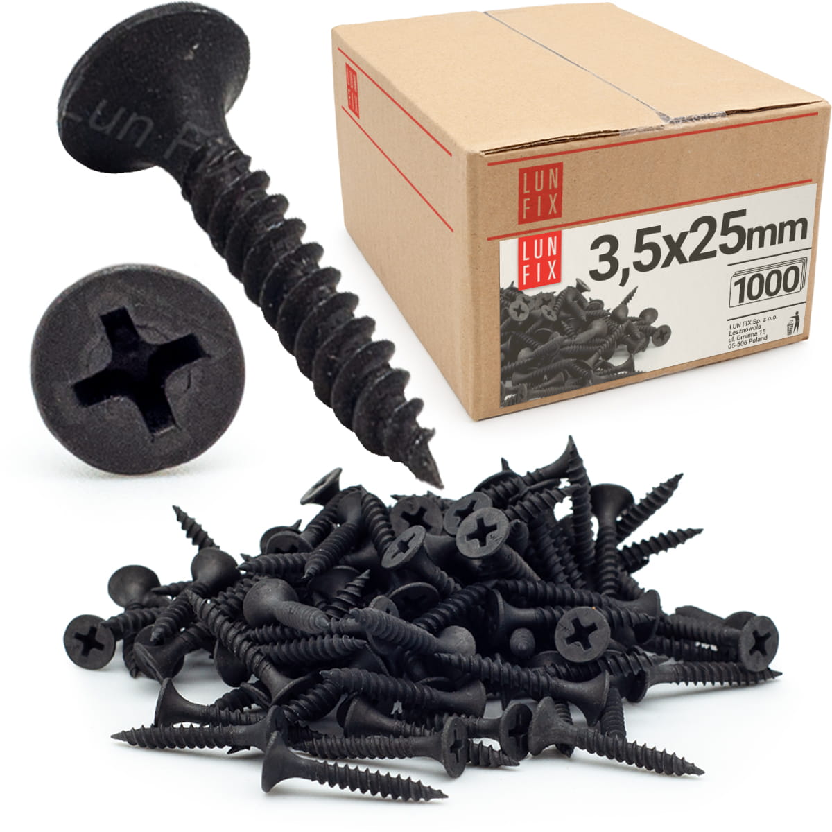 Wkręty do kartongipsu do metalu 3,5x25mm 1000szt.