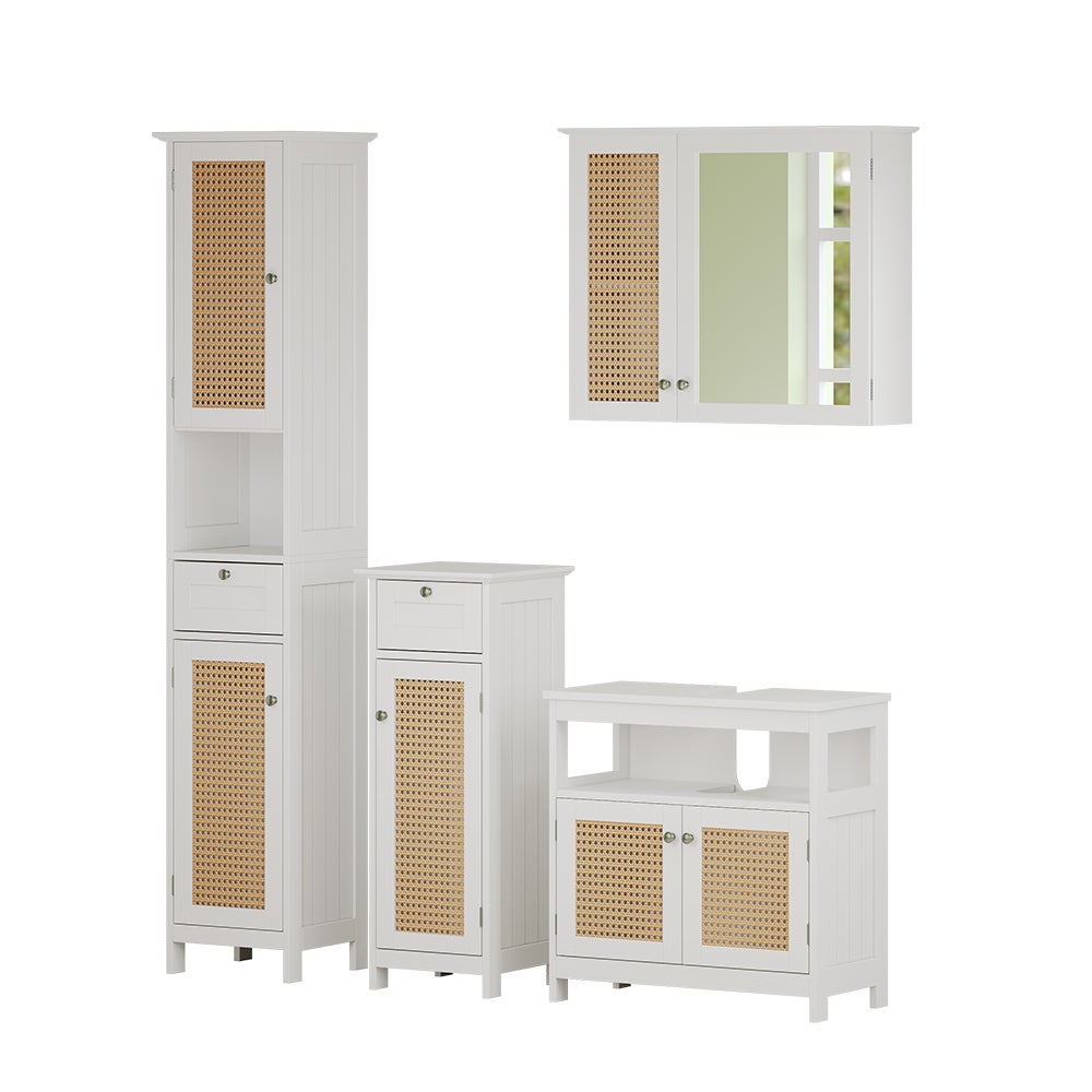 Vicco Zestaw mebli łazienkowych Rosario, Biały, 4 części, z wysoką szafką