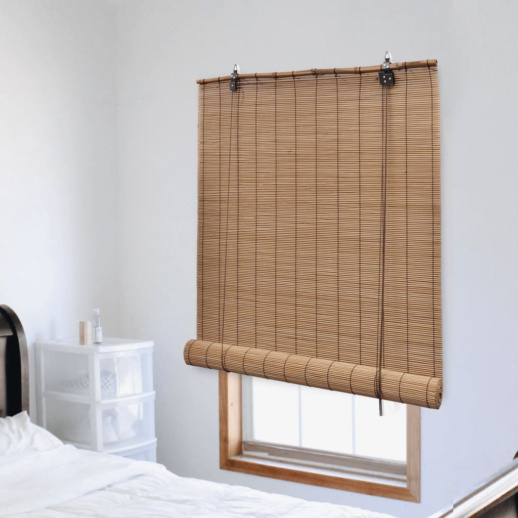 Tenda A Rullo In Bambù Naturale Carbonizzato - Larghezza Regolabile 45-180 Cm, Tessuta A Mano, Anti-UV, Traspirante, Per Interni/Esterni Con Accessori