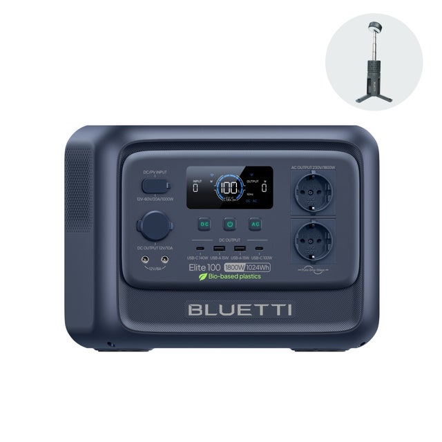 BLUETTI Elite 100 V2 Générateur Électrique Solaire LFP 1024Wh / 1800W avec 2 Sorties CA, pour Camping, Voyage & Panne de Courant (2025 Nouveau)