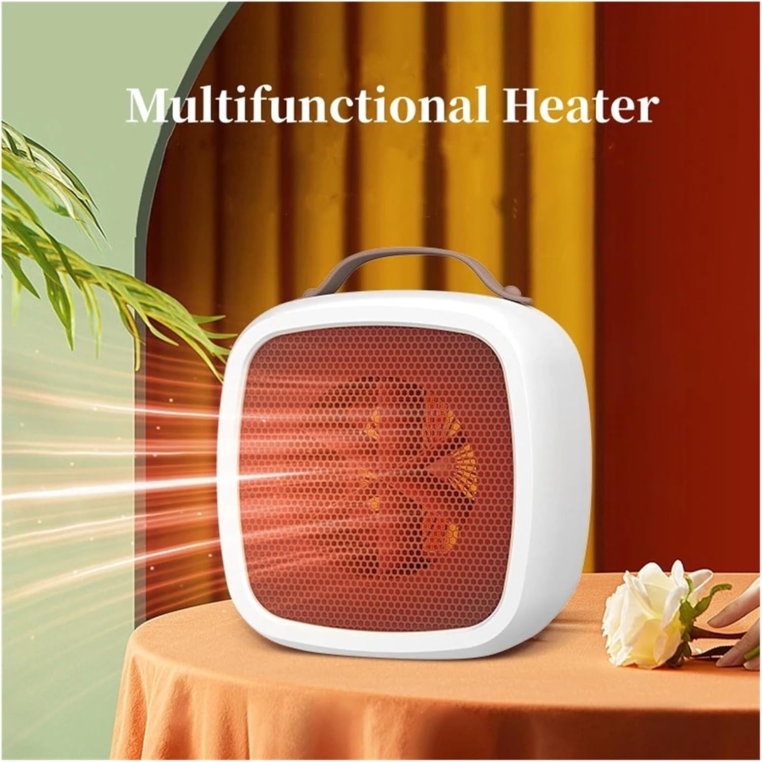 Mini radiateur électrique portable 500 W, puissant, silencieux, pour la maison et le bureau, idéal pour l'hiver (couleur :blanc) - 2