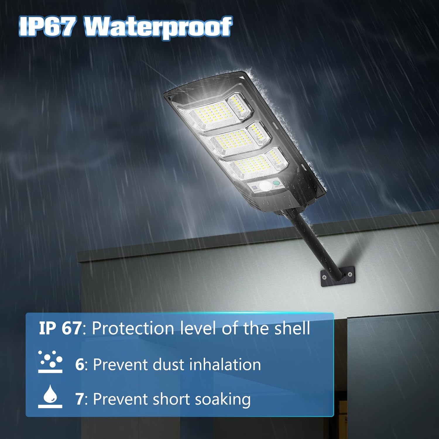 2 x luz de rua solar, lâmpada solar exterior de 300 W, à prova de água, refletor solar LED com sensor de movimento e controlo remoto - luz branca - 5