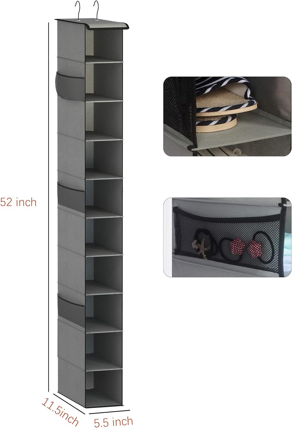 Appendiabi a 10 strati pieghevole multifunzionale per armadio, organizer per cappelli, borsa appesa per la casa, camera da letto, vesti, biancheria intima, portaoggetti  15
