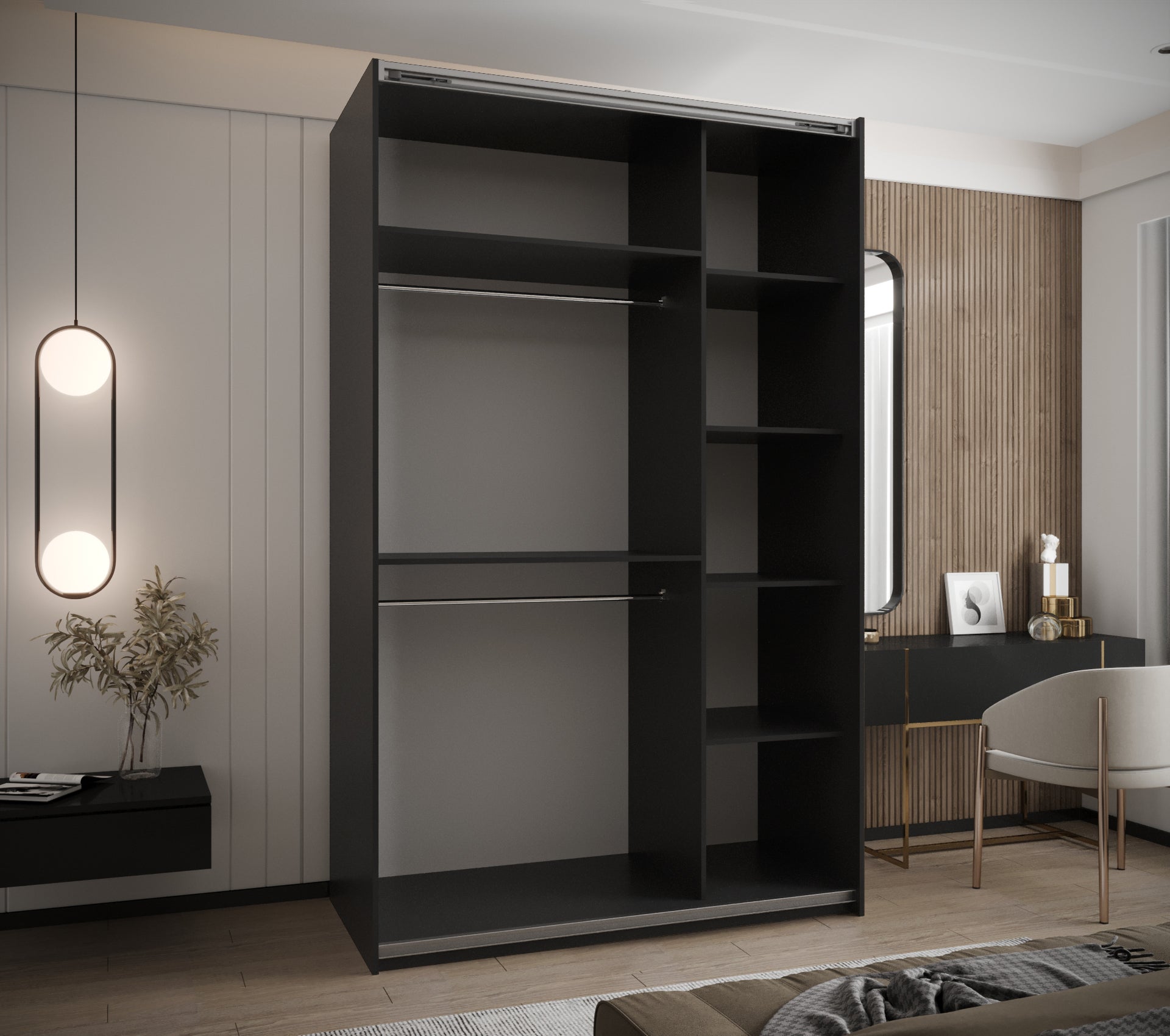 Szafa przesuwna wysoka Lux 2 150 x 64 x 245,5 cm czarny + artisan + u. czarny - Abiks Meble - 4