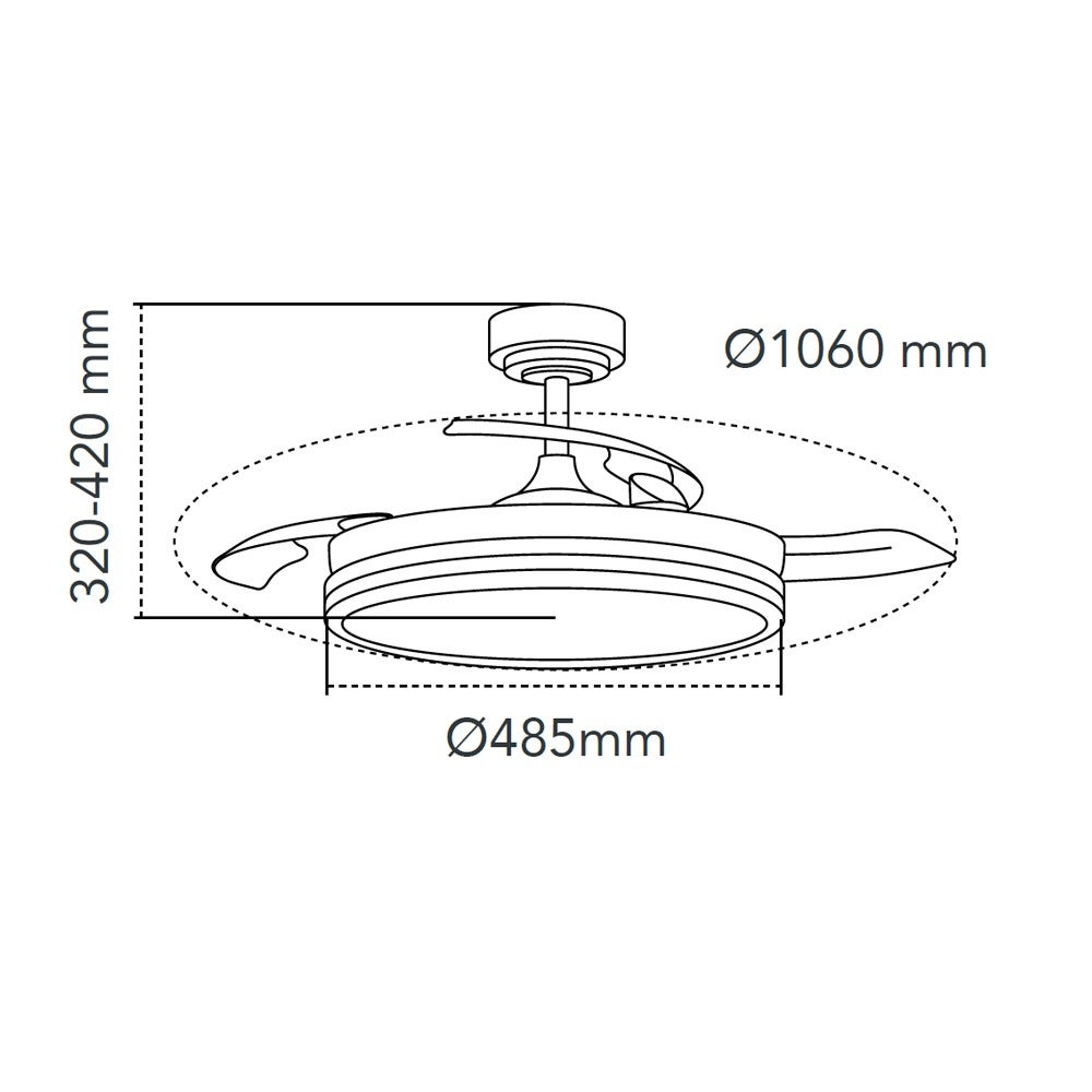 Ventilador de techo retráctil Kuma con luz LED 45W Silencioso Blanco CCT Dim Ø106 cm - 5