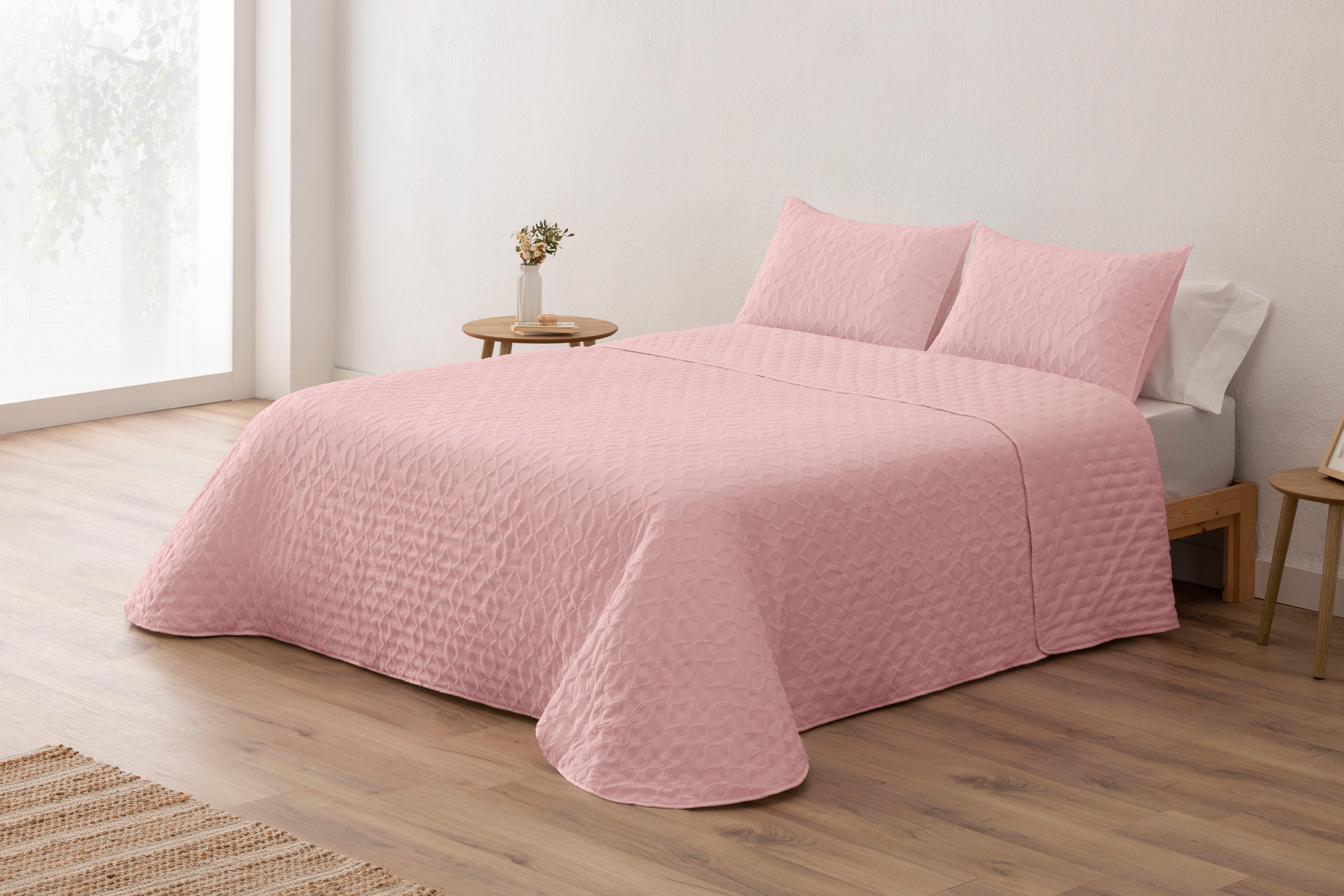 Letto matrimoniale con contenitore e testiera trapuntata colore turchese - Cody