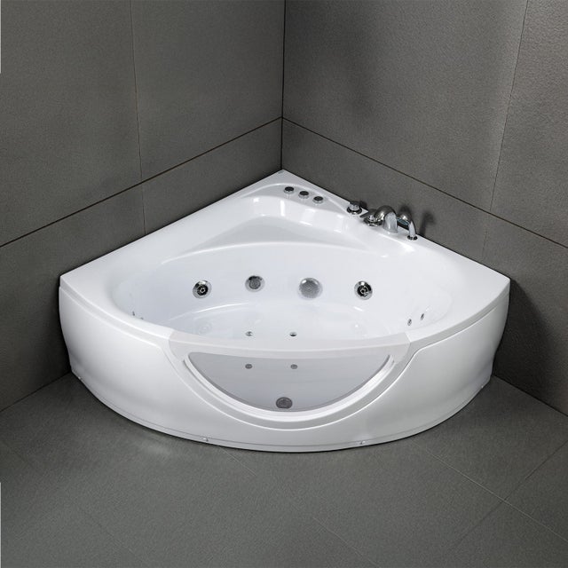 Baignoire Balnéo D'angle Avec Hublot Tasmanie White Jets 135 X135 X54 Cm, By Spalina