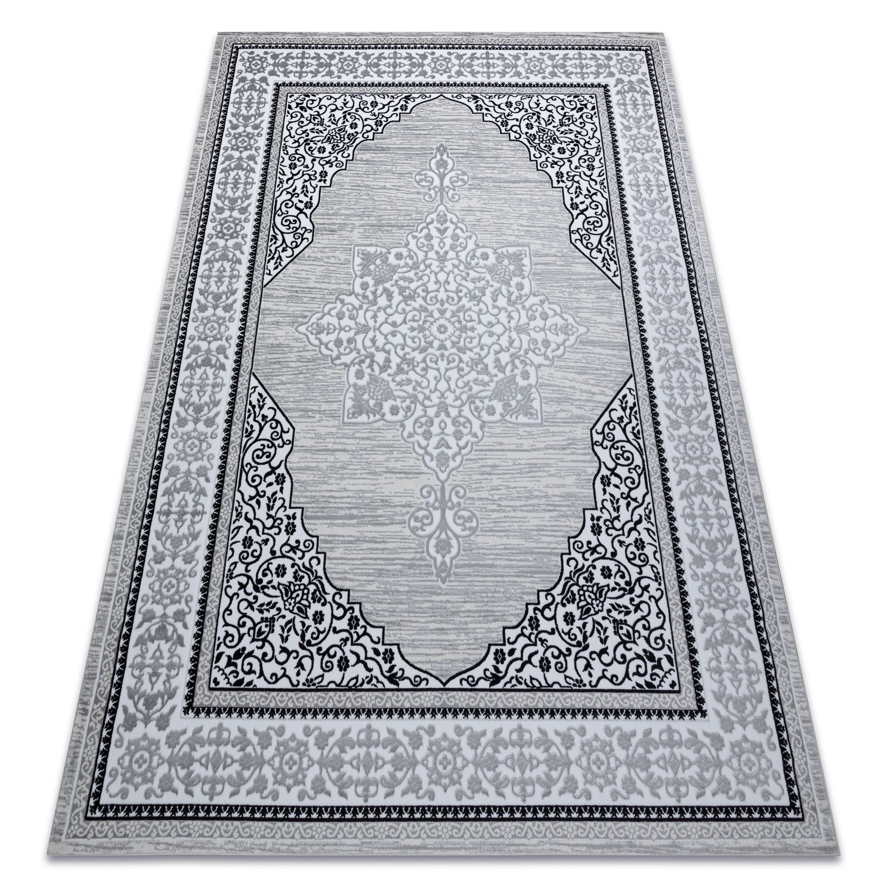 Dywan GLOSS nowoczesny 8490 52 Ornament, stylowy, ramka kość słoniowa / szary 80x150 cm