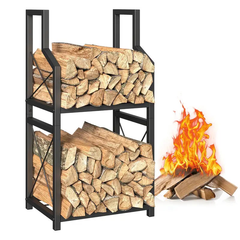 LZQ Lot De 8 Supports Empilage Bois Galvanisés - Rangement Bûches Stable Intérieur Extérieur