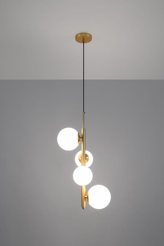 Lampa wisząca Cordel mosiądz-biała 4xG9x28W wym: 120 x 32 x 28 cm szkło Candellux