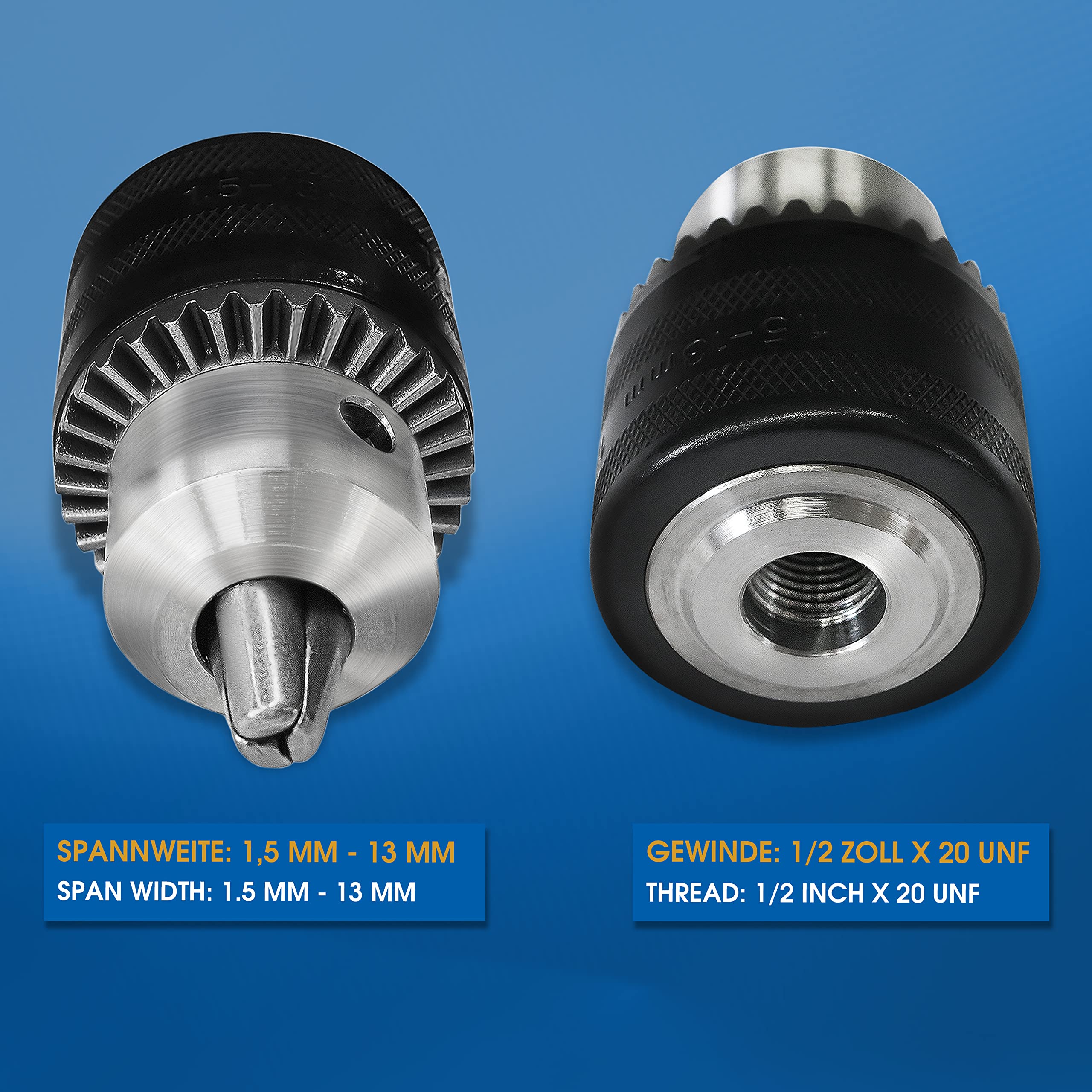 Adaptateur SDS-Plus Mandrin Perceuse 13 mm 1/2-20 UNF avec et Clé de Serrage - 5