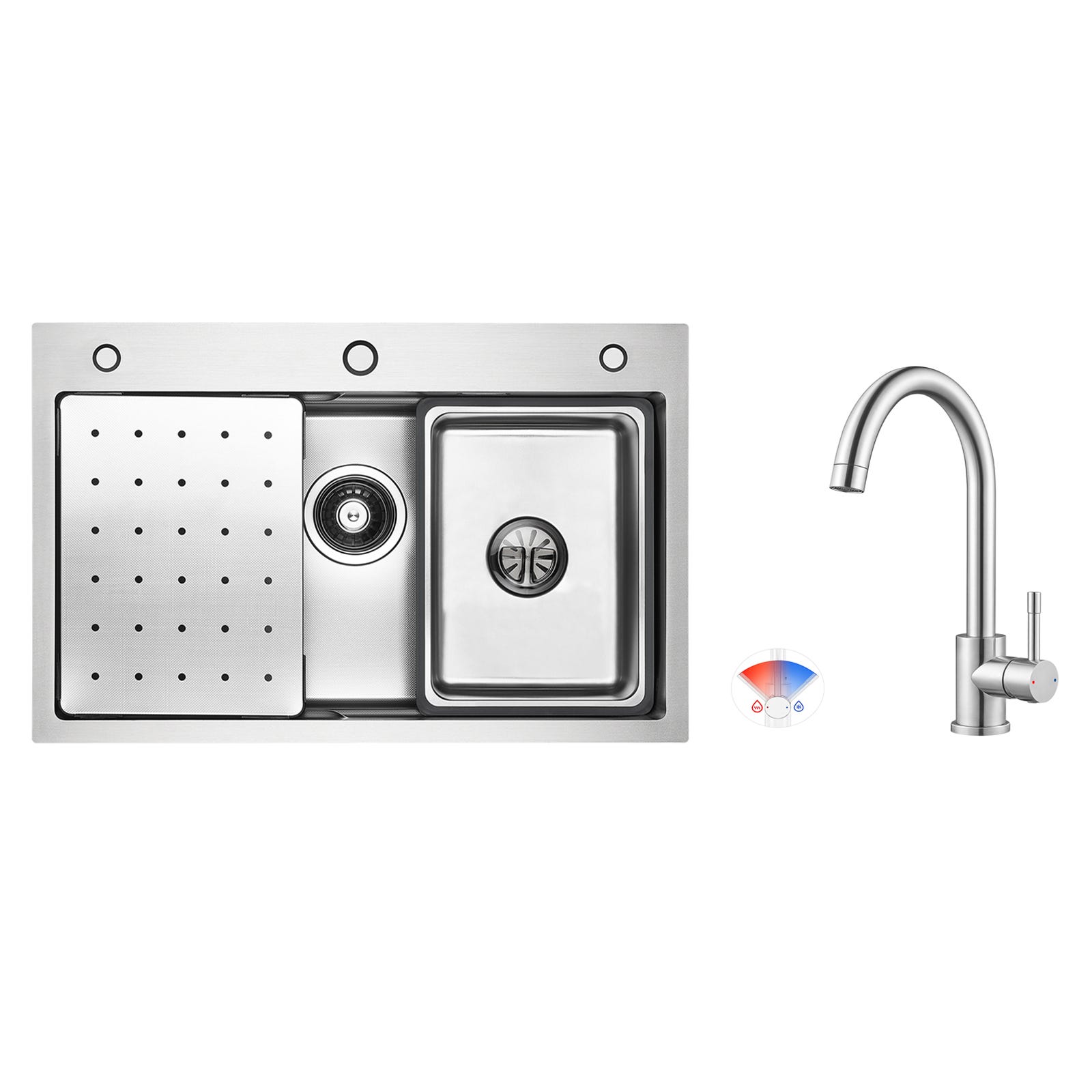 Évier 1 Bac 70×45×21.5CM Évier Inox Argent avec Egouttoir,Vasque ...