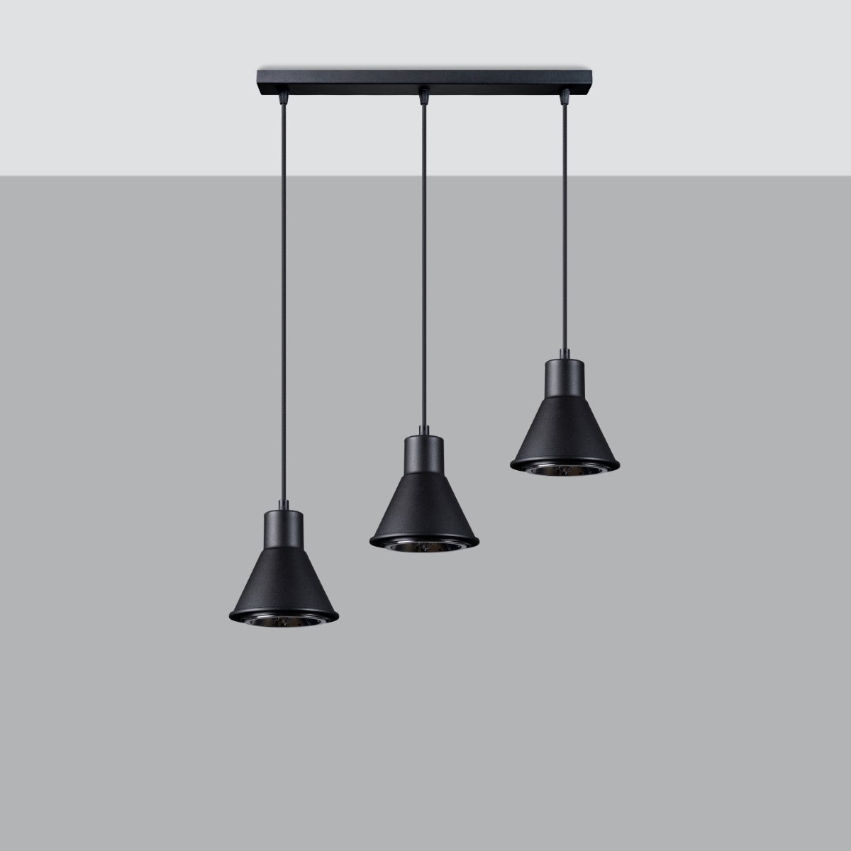 Lampa wisząca ZYLATA 3 czarna [ES111] LED 4000K - 45x14x120cm Sollux
