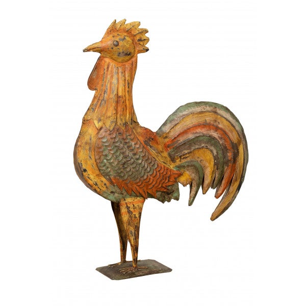 Gallina decorativa de hierro biscottini 65x13x50 cm | figuras decorativas de casa y jardín | decoración exterior de jardín