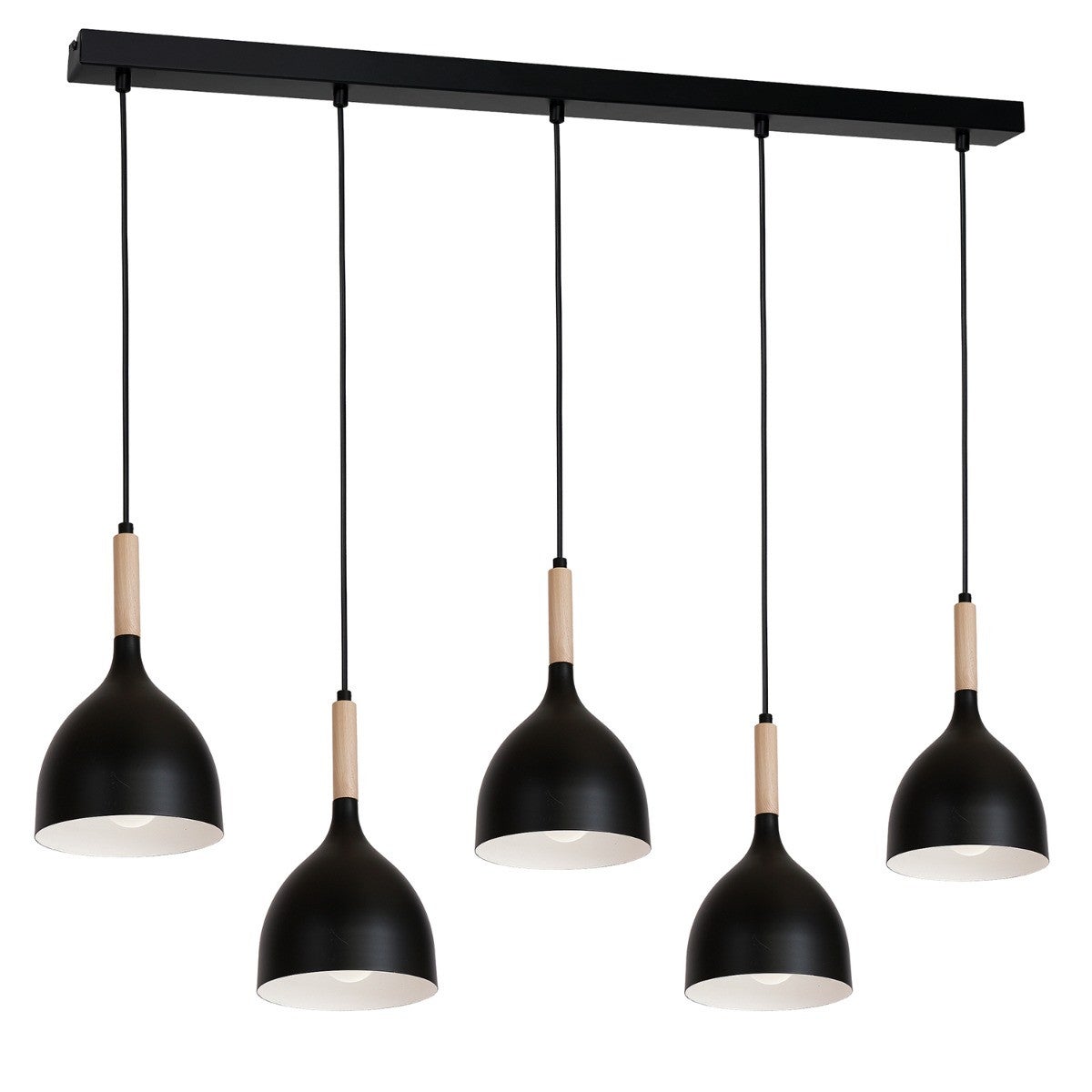 Lampa wisząca Noak Wood czarny matowa-jasne drewno 5xE27x15W wym: 110 x 122 x 17 cm metal Luminex