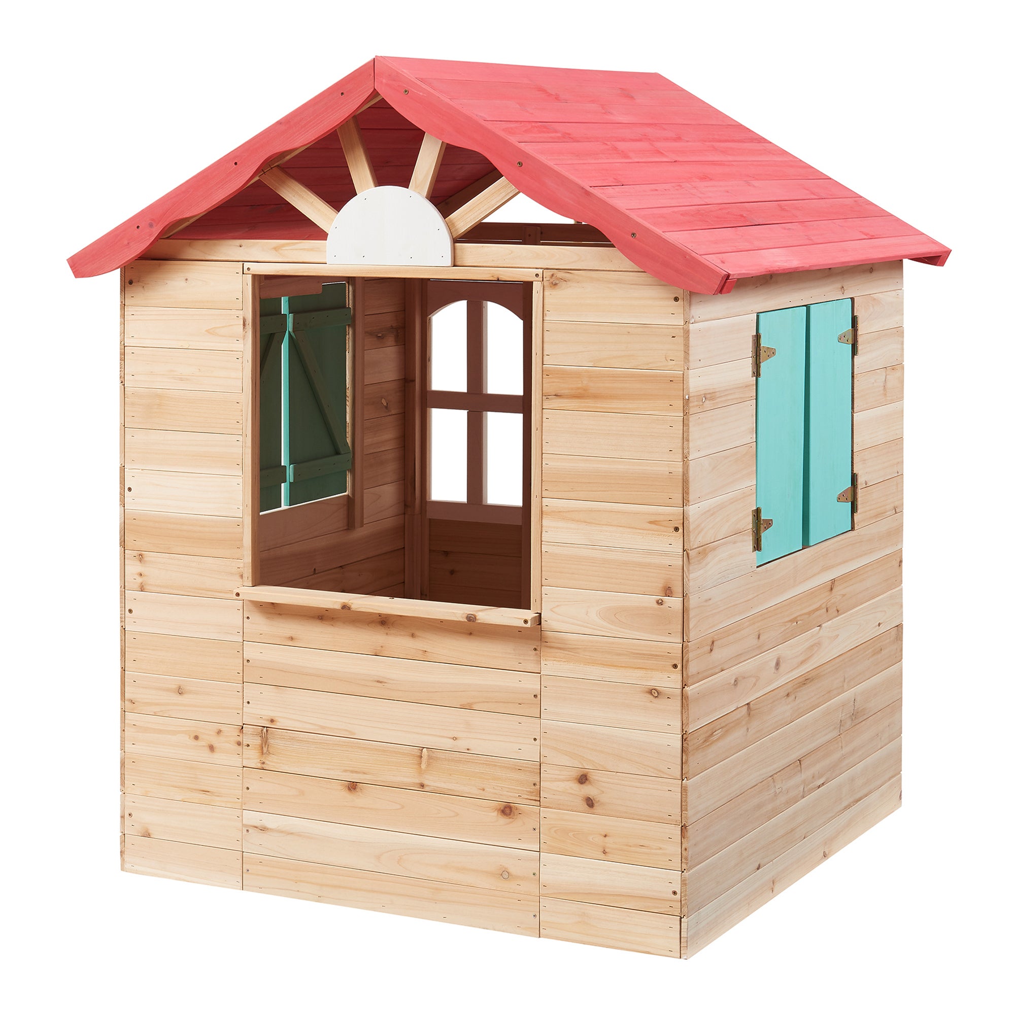 Cabane de jeu d'extérieur Lulä bois de pin 130 x 115 x 101 cm naturel rouge vert casa.pro - 7