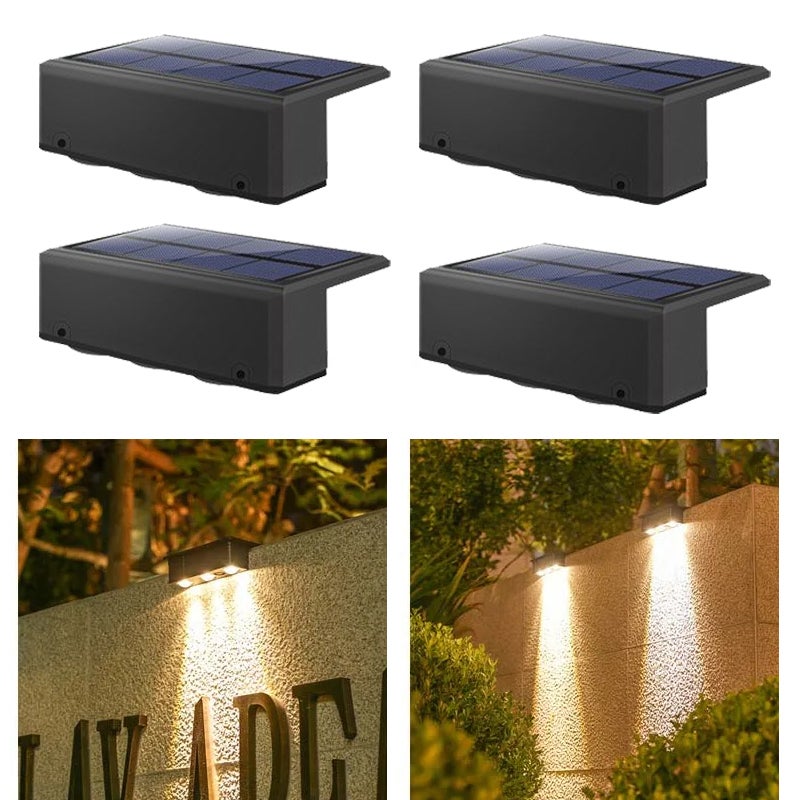 Zestaw bardzo jasnych lamp solarnych ściennych z diodami LED automatyczne włączanie wyłączanie wodoodporne lampy solarne na ogrodzenie ciepła biel