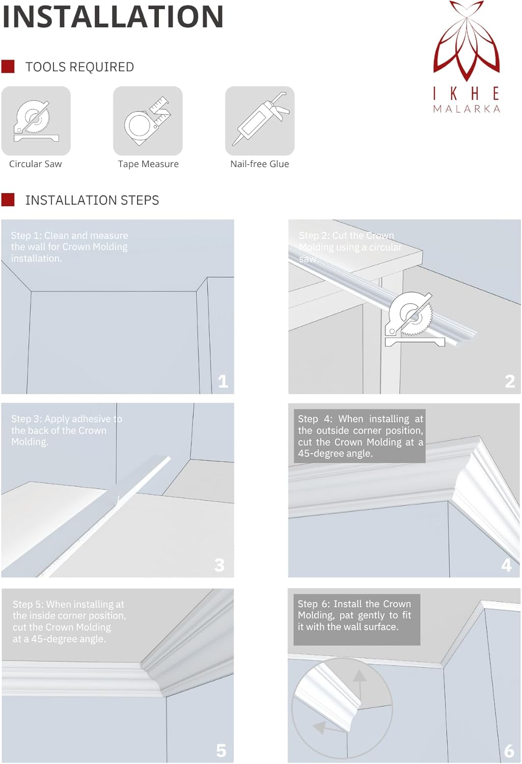 Cornici 100 cm – modanature decorative per pareti e soffitti in PS, leggere, resistenti, verniciabili, facile montaggio JC335-W - 5