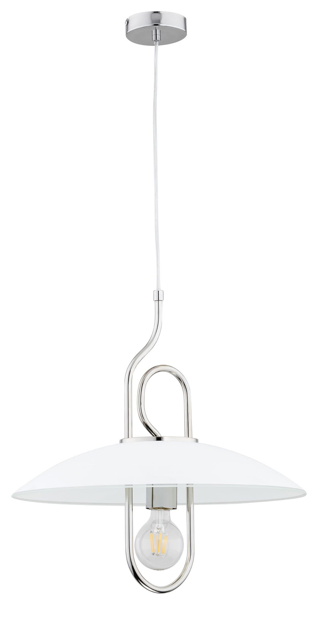 Lampa wisząca Chee chromowana-biała 1xE27x60W wym: 90 x 47 x 47 cm metal Alfa